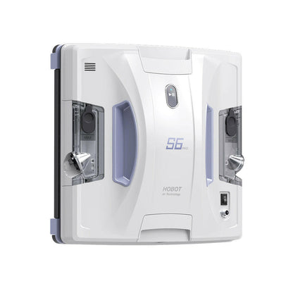 Hobot S6 Pro Fensterputzroboter, Seitenansicht mit geöffneten Ansätzen und Bedienelementen