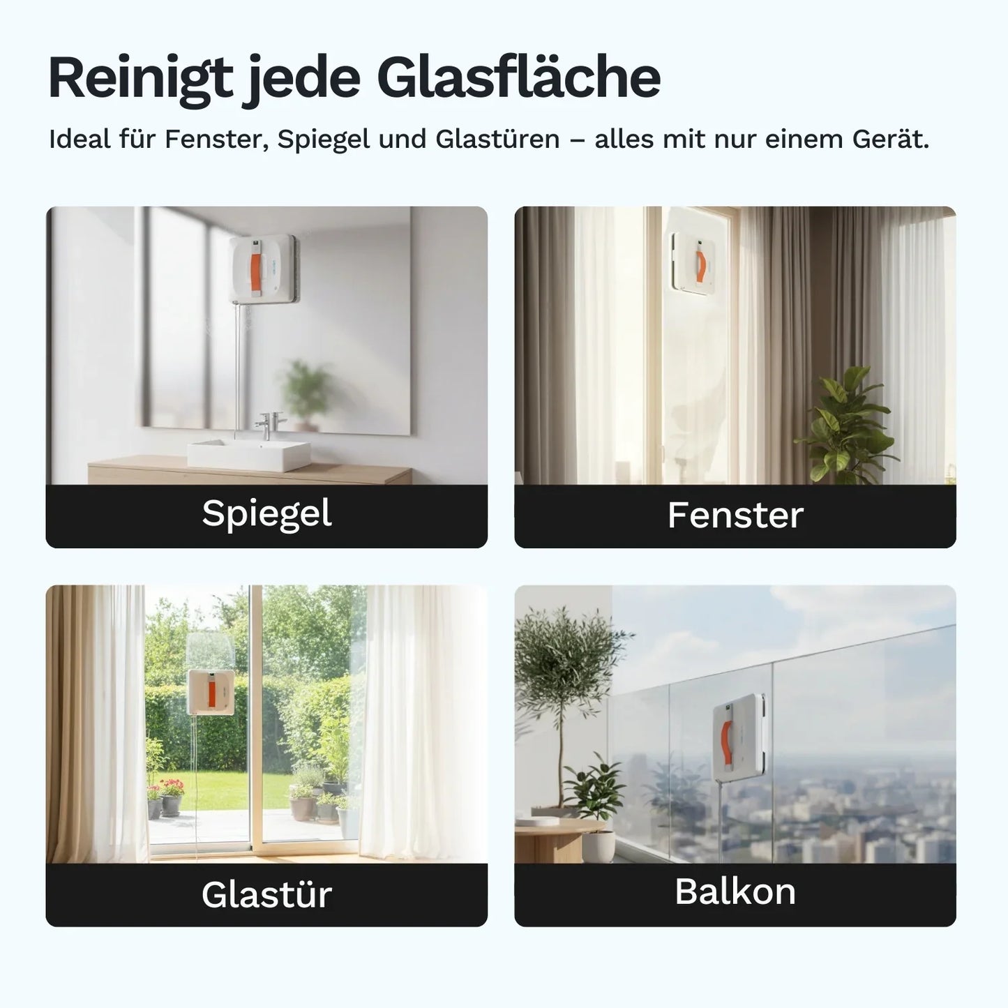 Fensterputzroboter A9 Pro für Glasflächen wie Spiegel, Fenster und Glastüren