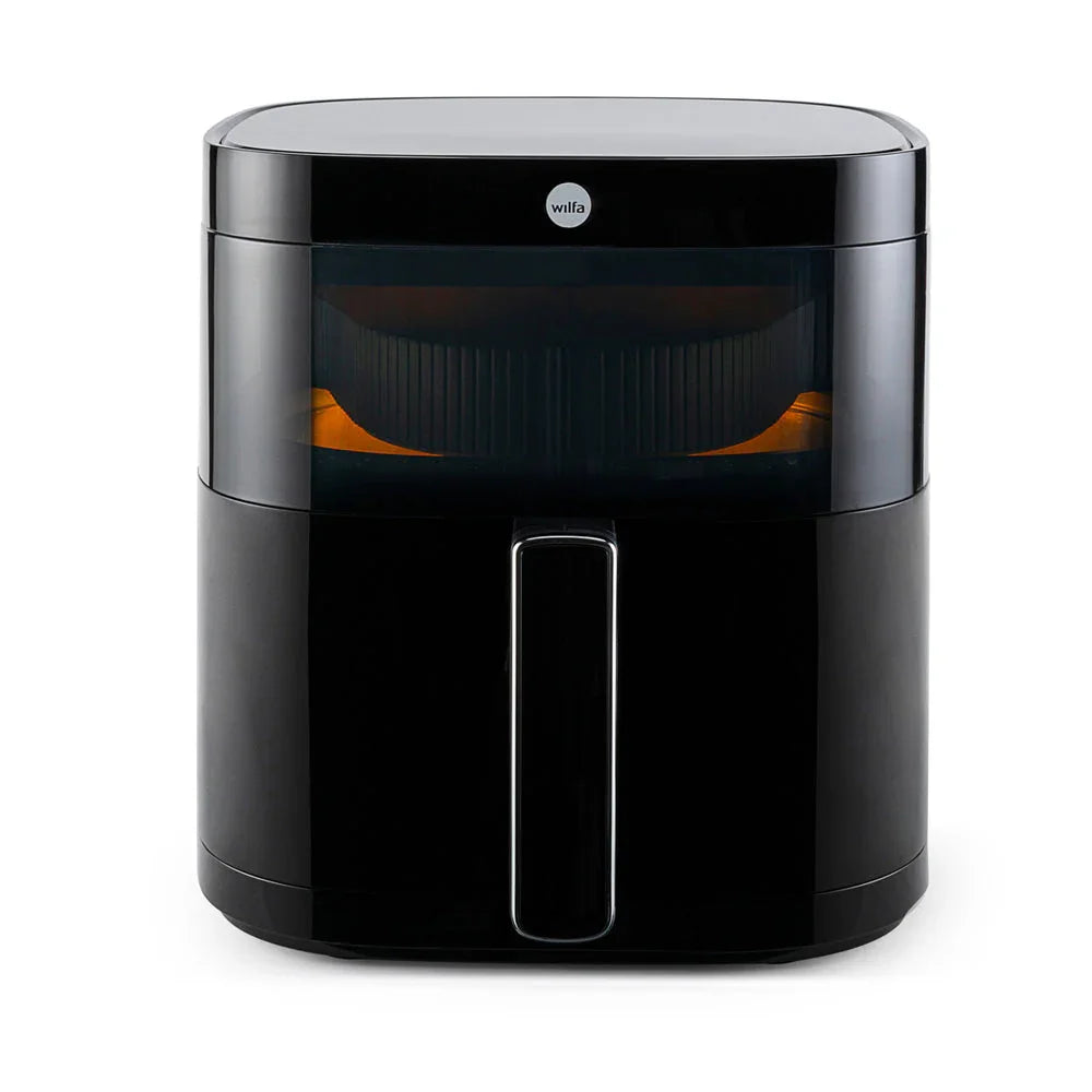 Wilfa Dualfryer airfryer with black viewing window and front pull handle